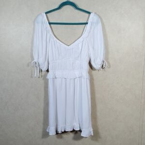 01164 Trixxi white S/S ruffle trim milk maid style mini dress S